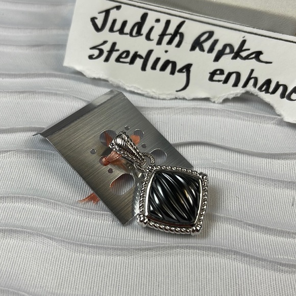 Judith Ripka Sterling Silver & Carved Hematite Enhancer - Picture 3 of 7